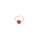 Anello boule e perla Dualism - Rosso - Sodini Bijoux