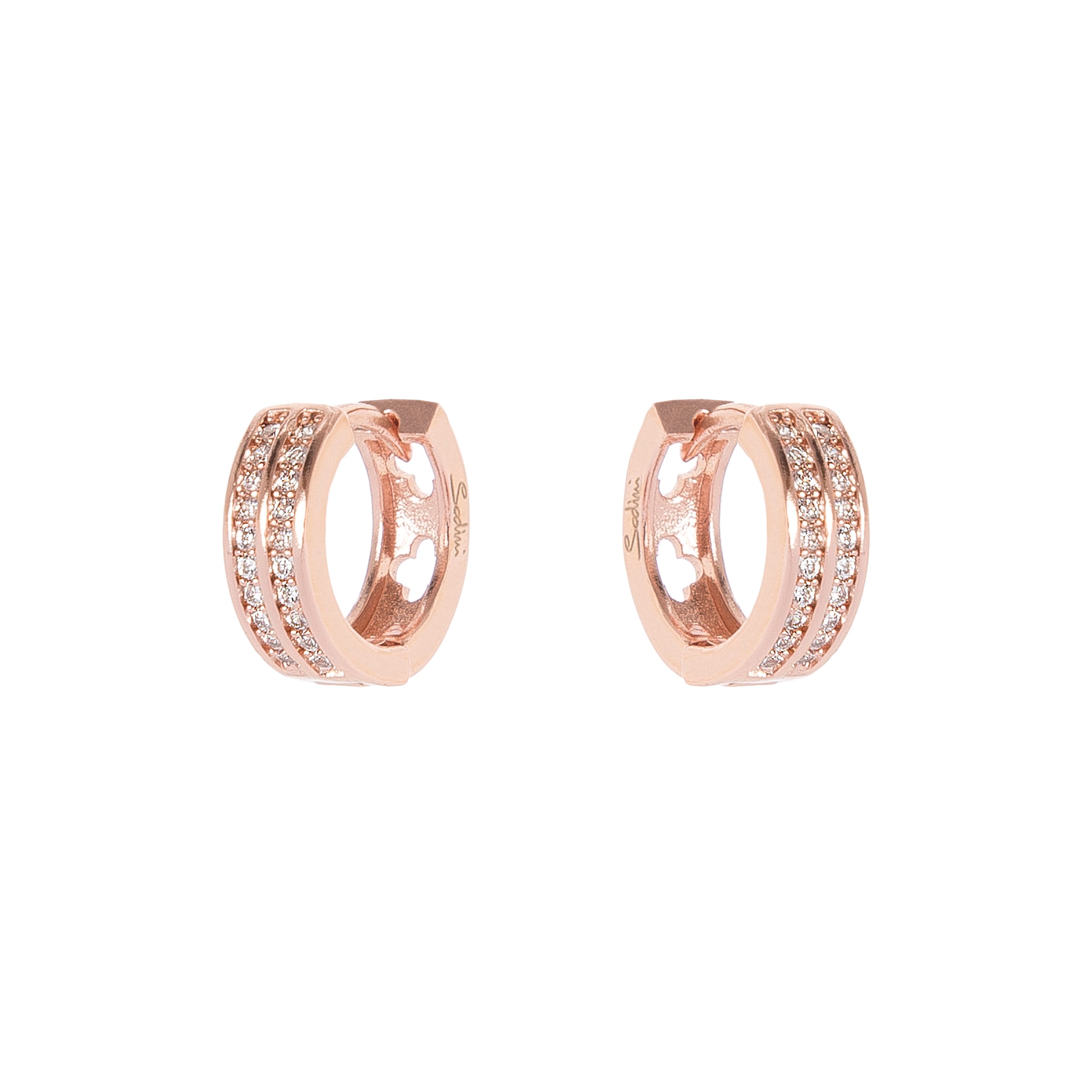 Small hoop earrings and diamonds Malibù - Pink gold - Sodini Bijoux