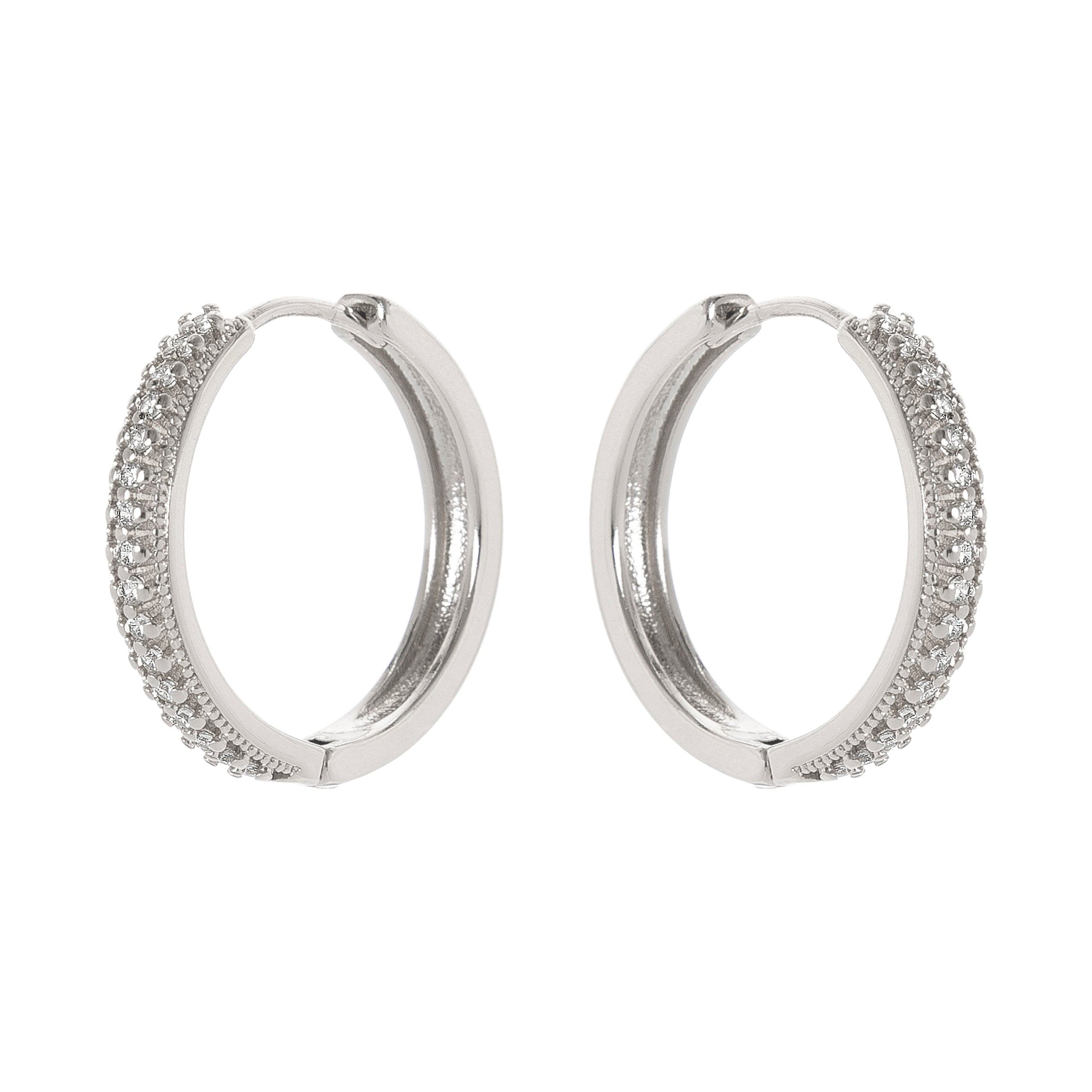 Big circle and crystals earrings Malibù - Silver - Sodini Bijoux