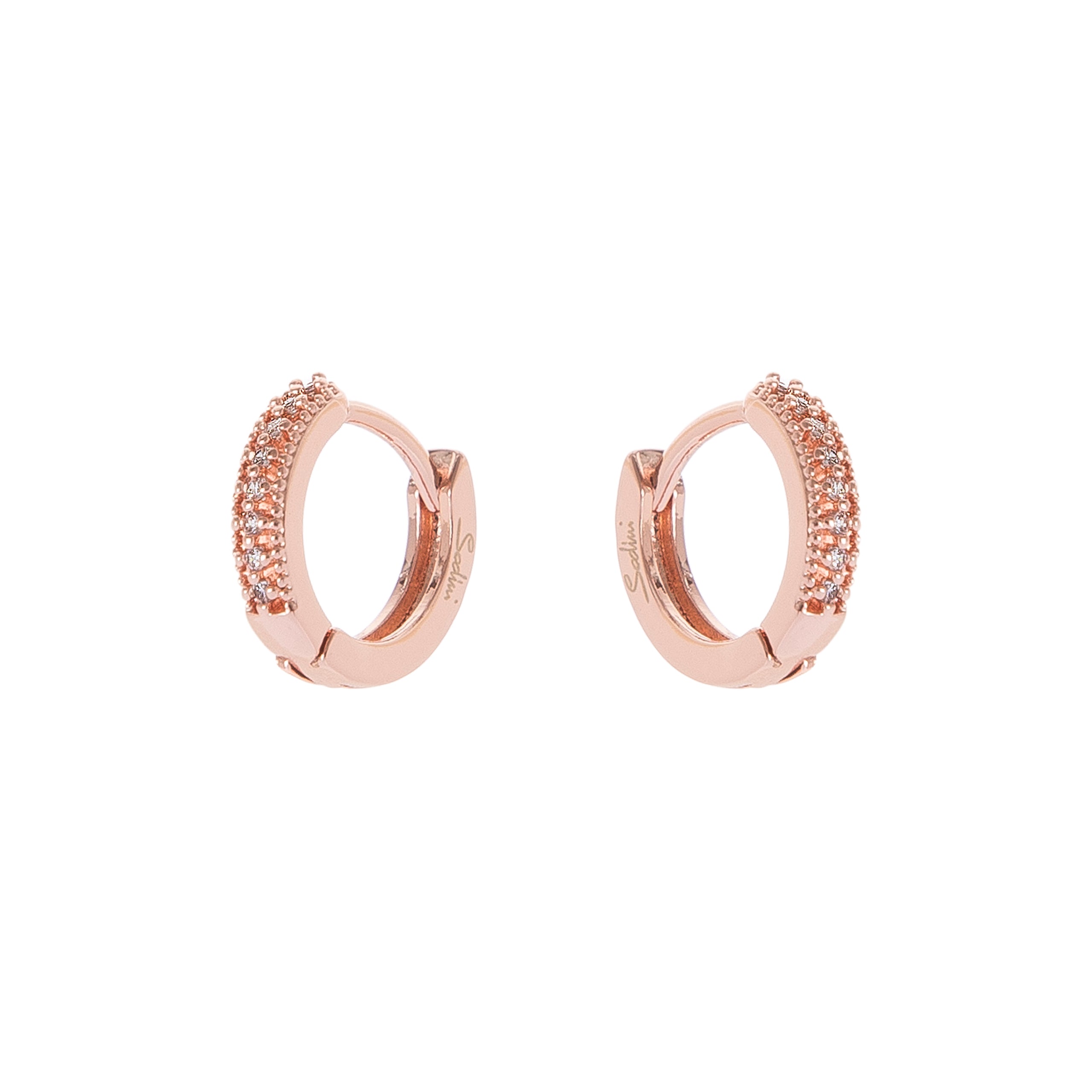 Small crystal veretta earrings Malibù - Pink gold - Sodini Bijoux