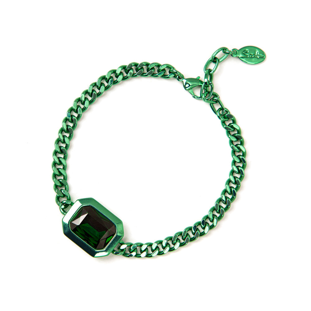 Bracciale groumette e cristallo Koons - Verde - Sodini Bijoux