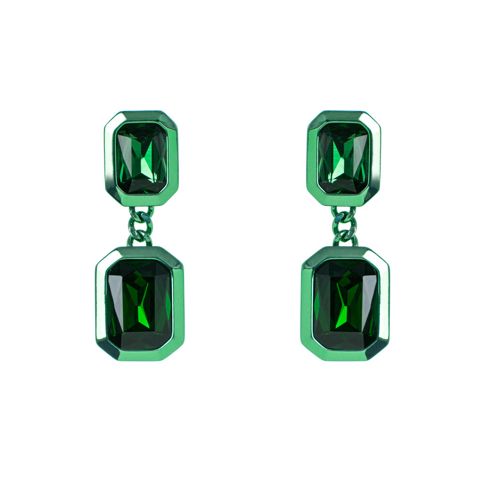 Orecchini a due cristalli Koons - Verde - Sodini Bijoux