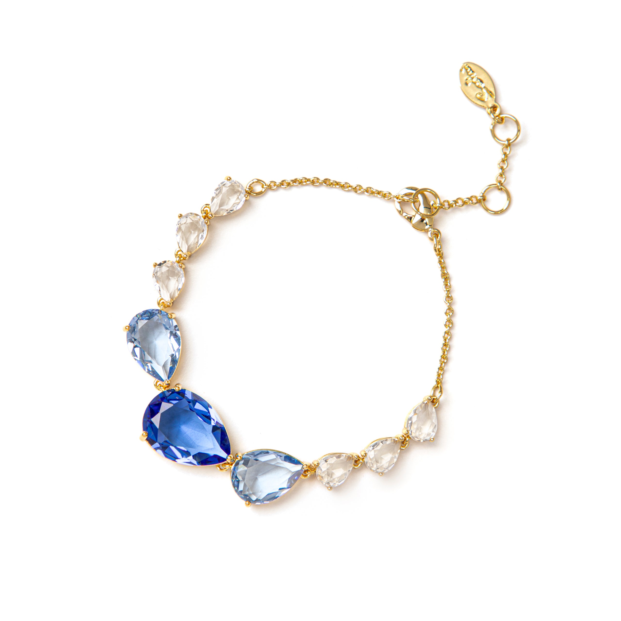 Bracciale catena e filo di cristalli degradè Chandelier - Blu - Sodini Bijoux