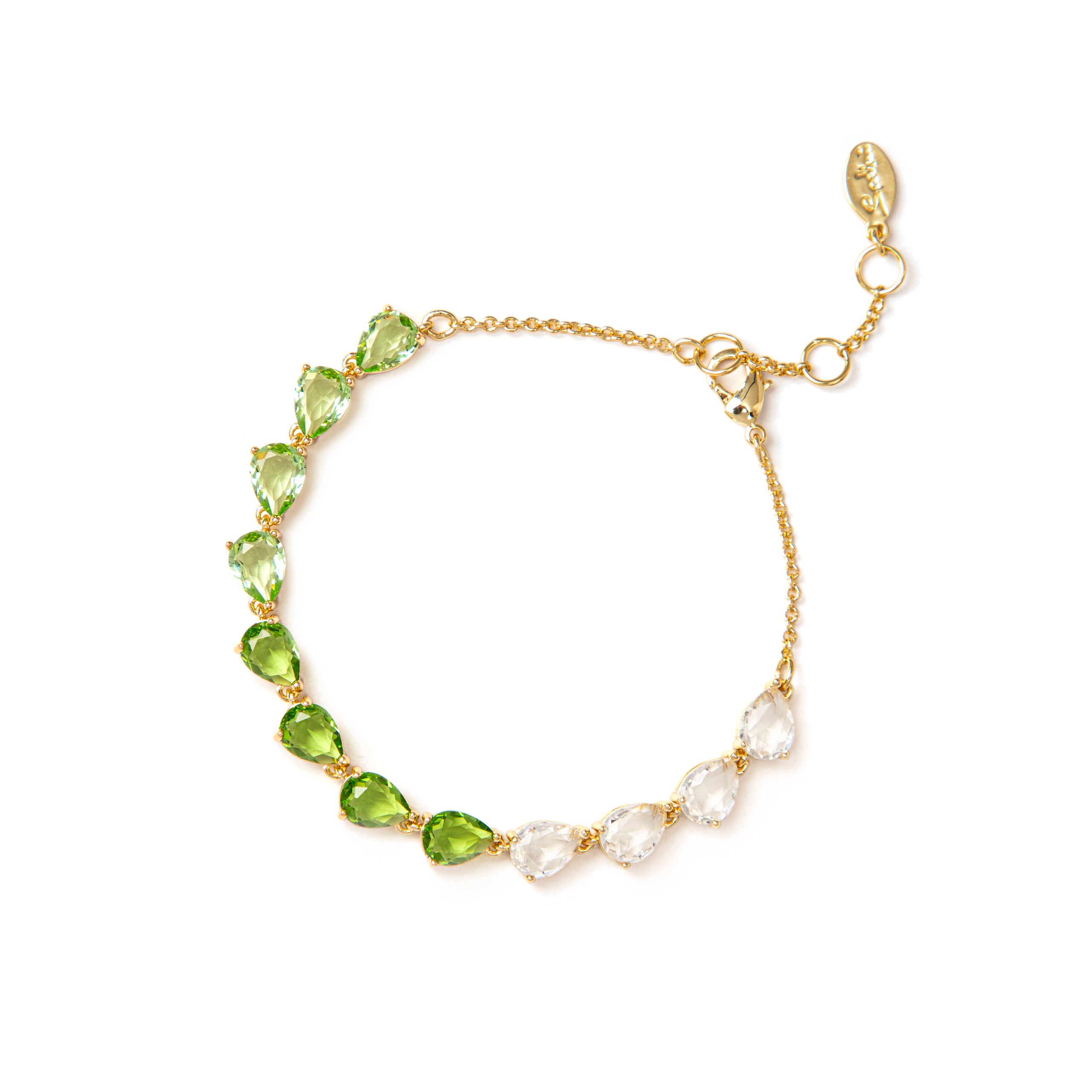 Bracciale catena e filo di cristalli Chandelier - Verde - Sodini Bijoux