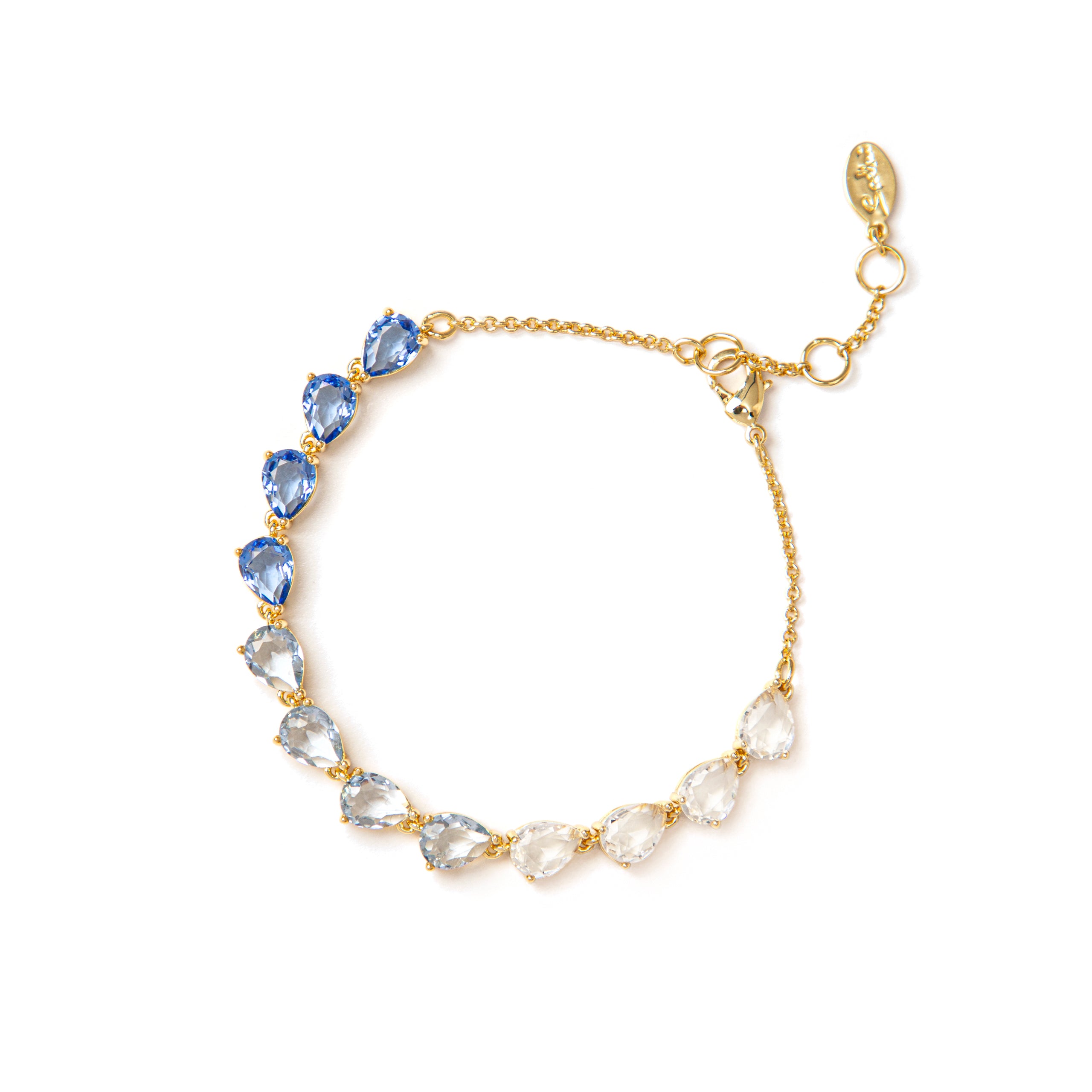 Bracciale catena e filo di cristalli Chandelier - Blu - Sodini Bijoux