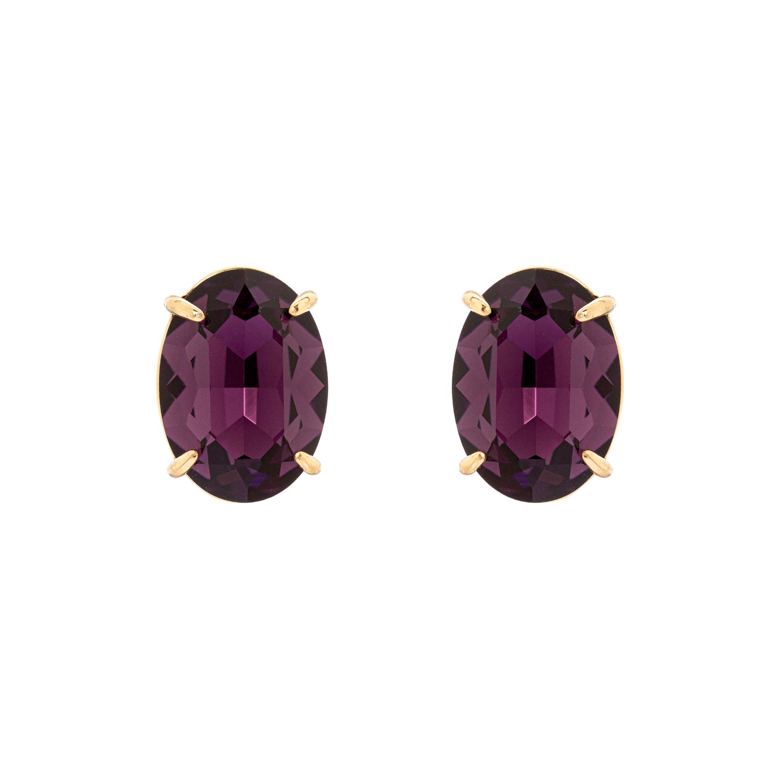 Earrings with oval crystal Nouvelle Vague - Dark purple - Sodini Bijoux