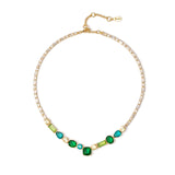 Short necklace with crystals, Jaqueline - Green - Sodini Bijoux