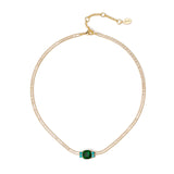 Choker with large crystal, Jaqueline - Green - Sodini Bijoux