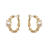 Earrings with little hoop and oval Jaqueline - Champagne - Sodini Bijoux