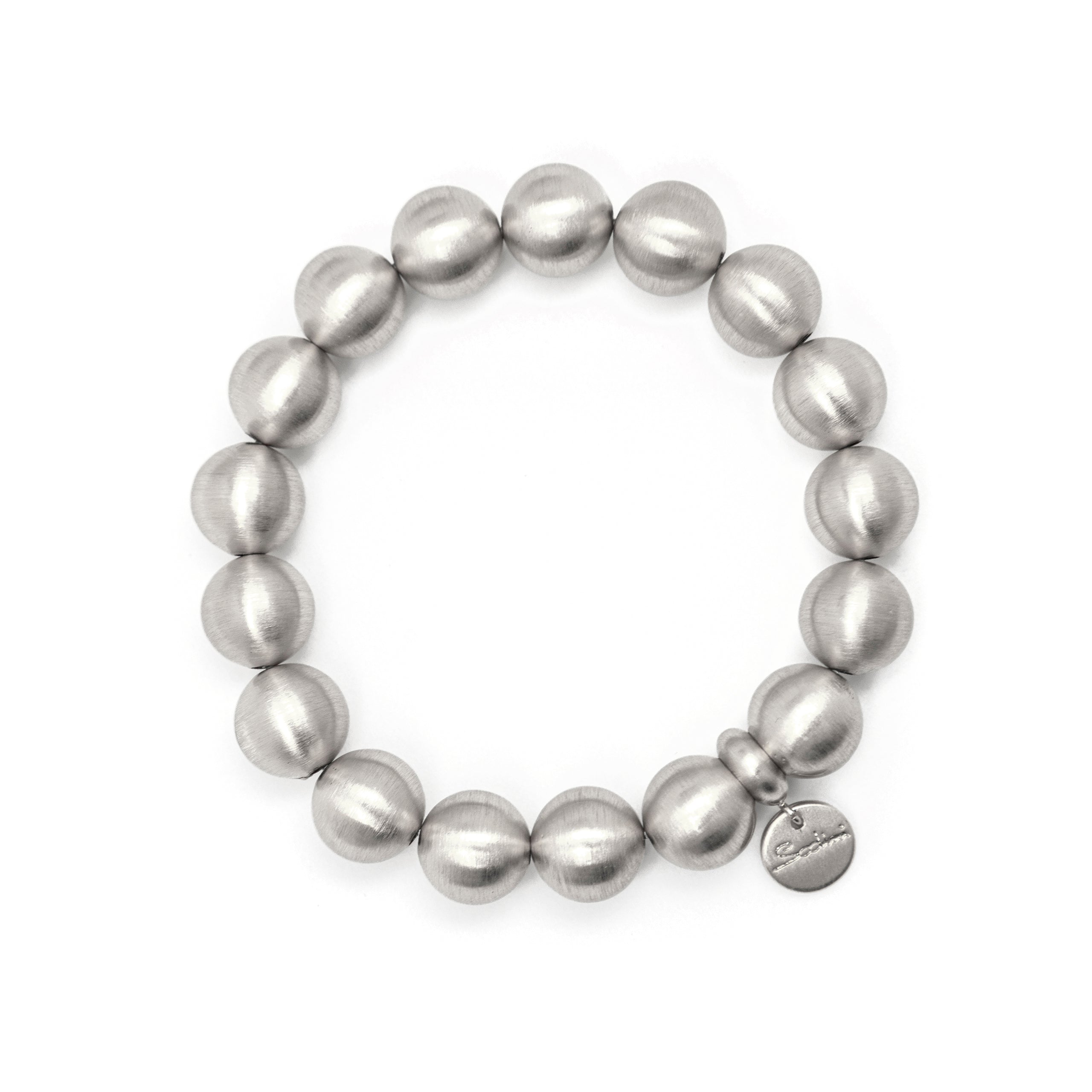 Elastic big boule bracelet Sissi - Matt silver - Sodini Bijoux