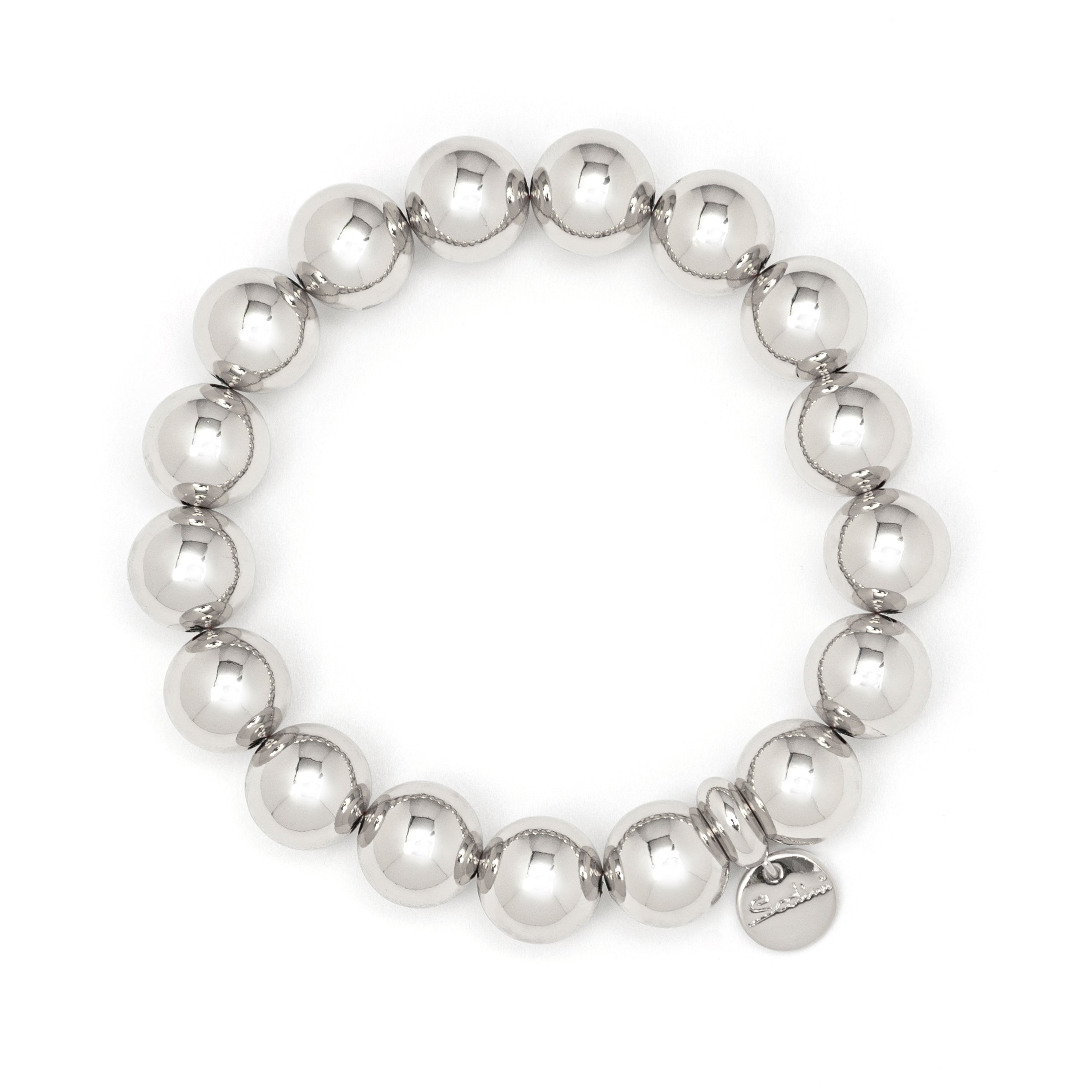 Elastic bracelet big boule Sissi - Silver - Sodini Bijoux