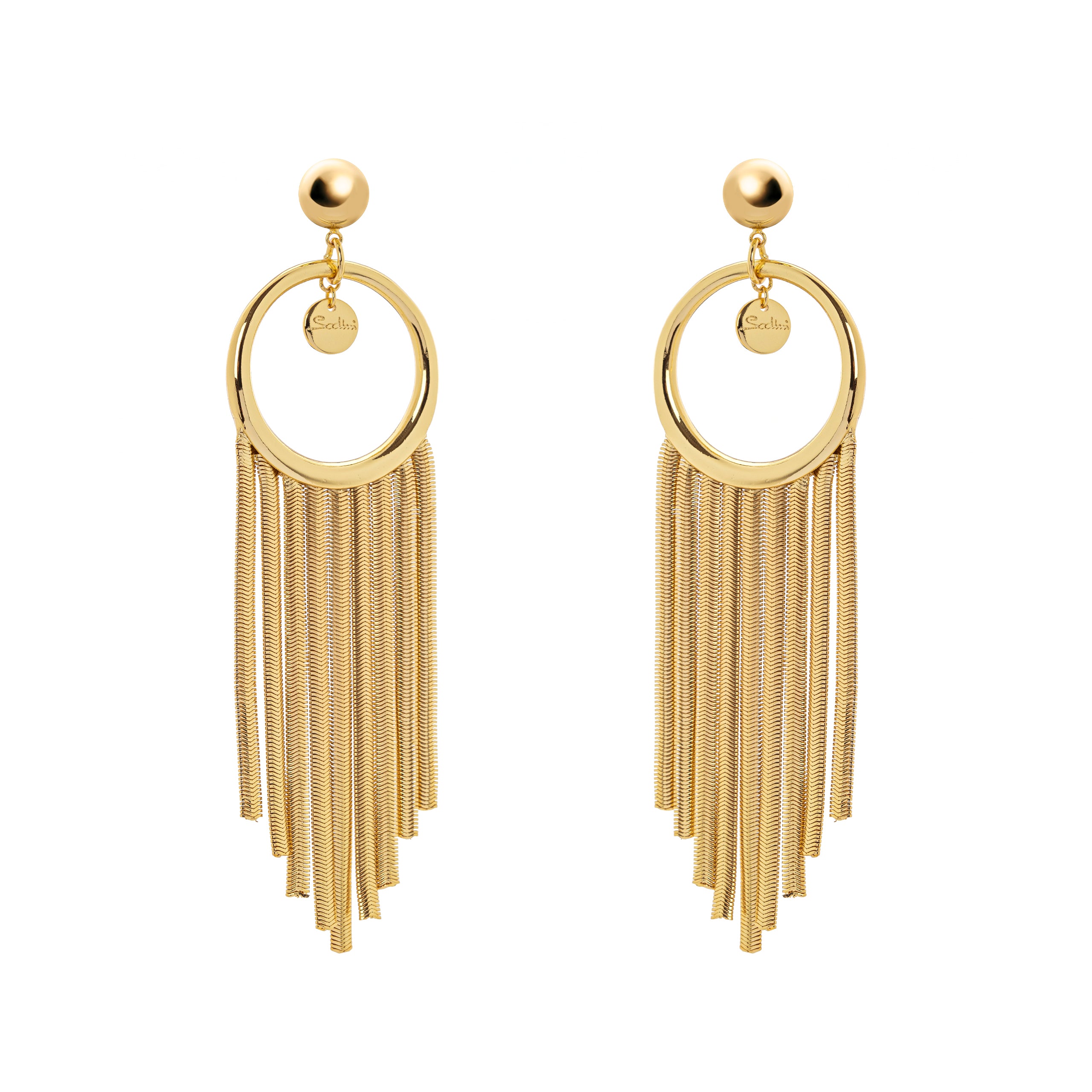 Clip-on hoop and fringe earrings Cleopatra - Gold - Sodini Bijoux