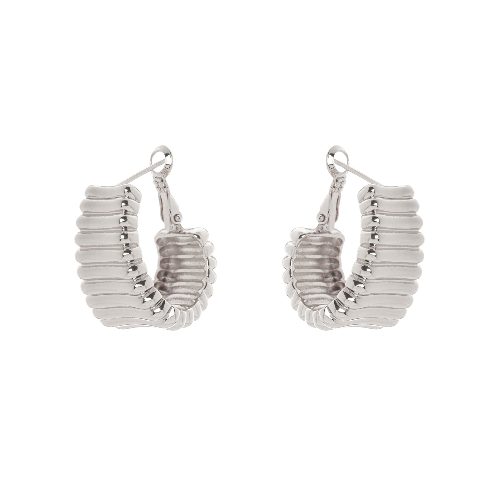 Domus Striped Band Hoop Earrings - Silver - Sodini Bijoux