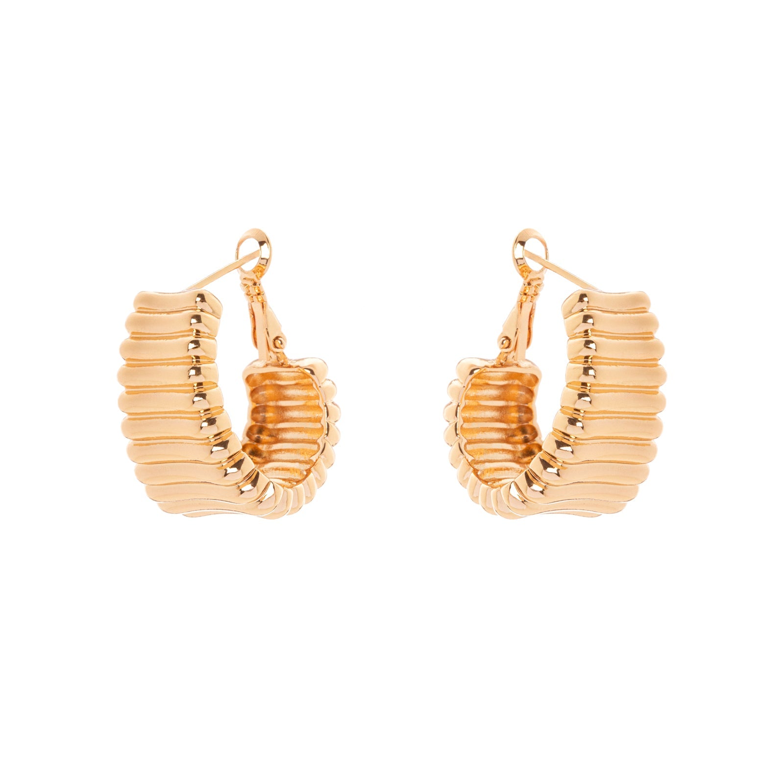 Domus Striped Band Hoop Earrings - Gold - Sodini Bijoux