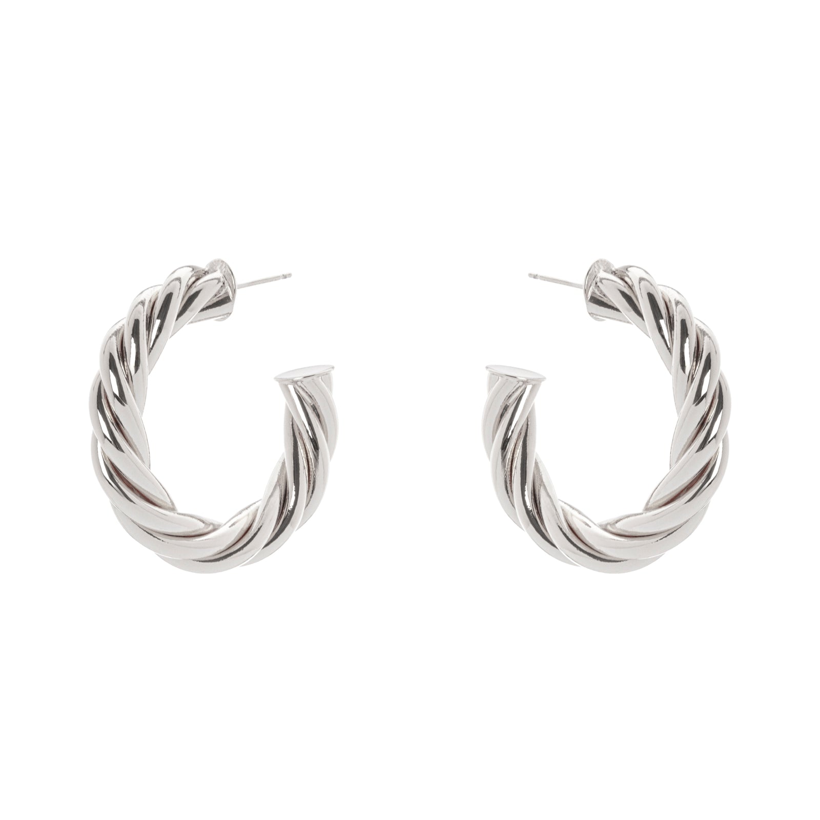 Domus Braided Hoop Earrings - Silver - Sodini Bijoux