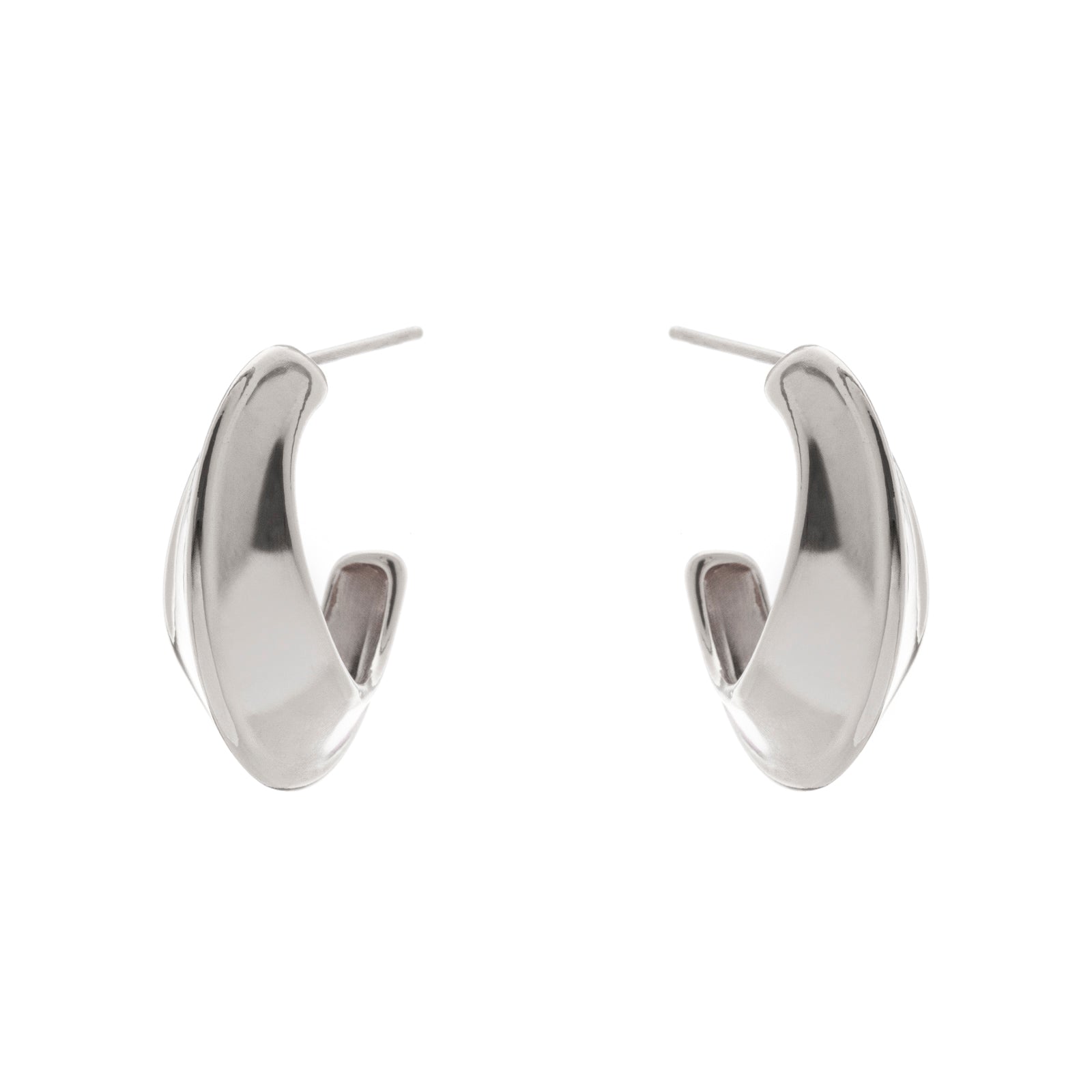 Domus Wedge Hoop Earrings - Silver - Sodini Bijoux