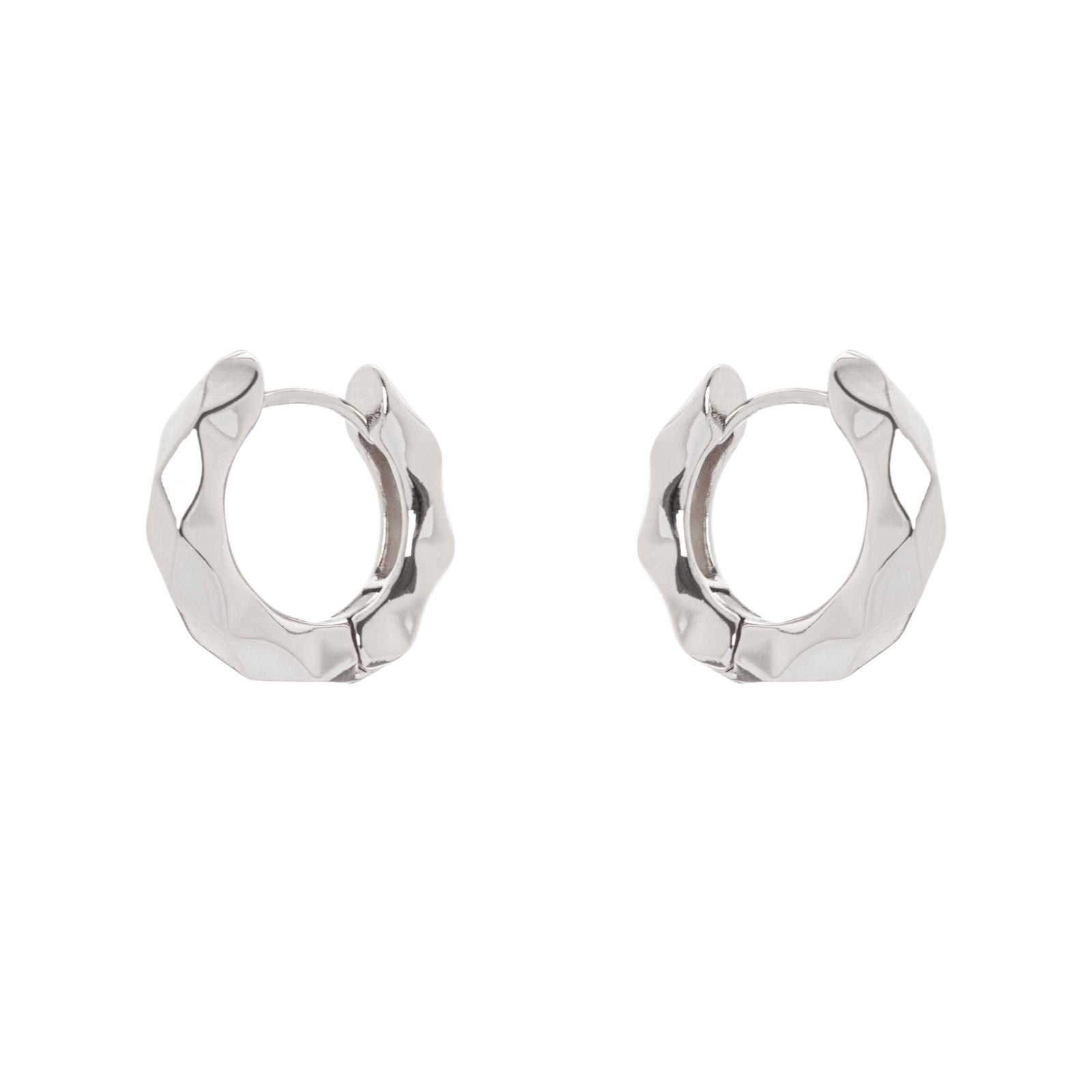 Domus Faceted Hoop Earrings - Silver - Sodini Bijoux