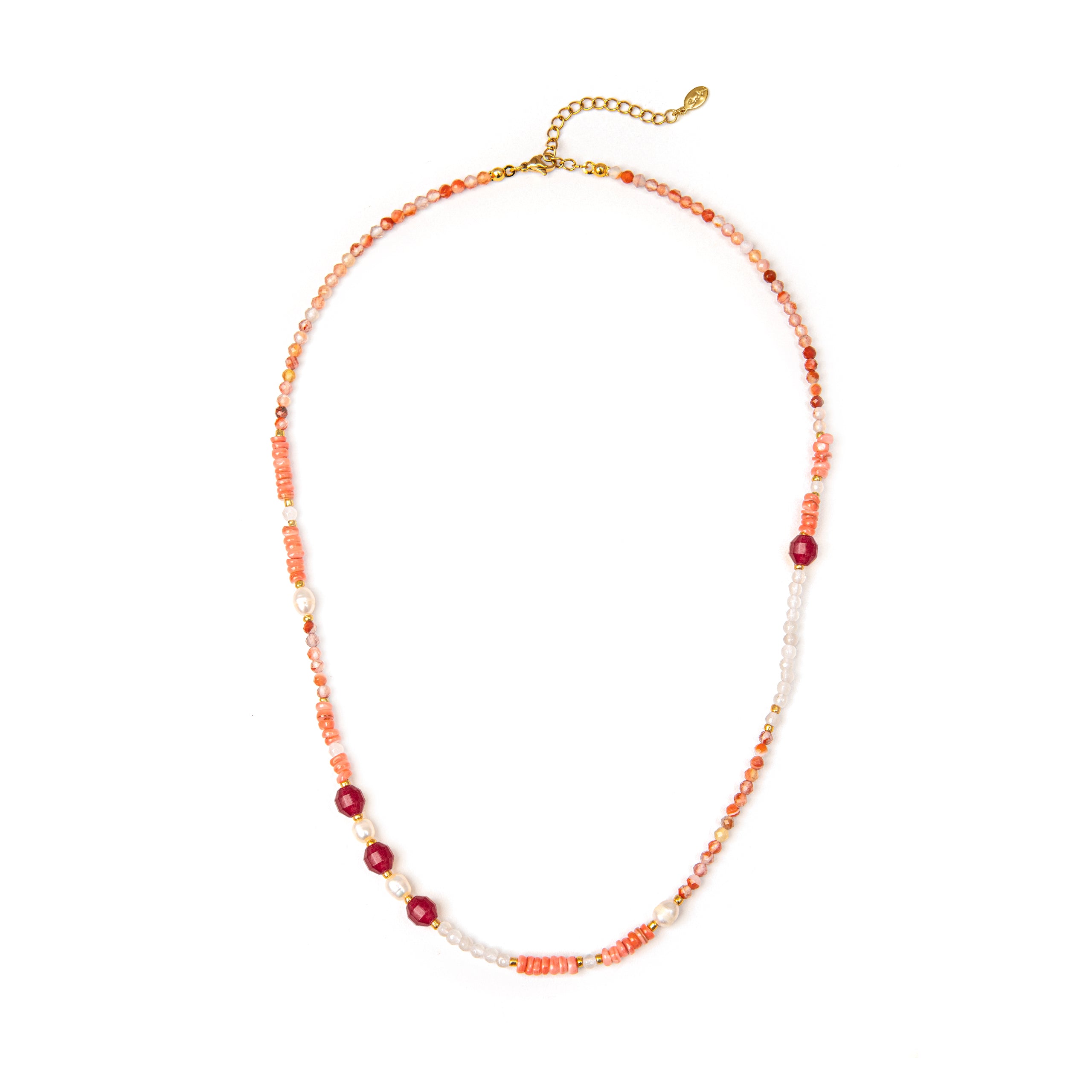 Collana lunga di perline e perle Rio - Rosa - Sodini Bijoux