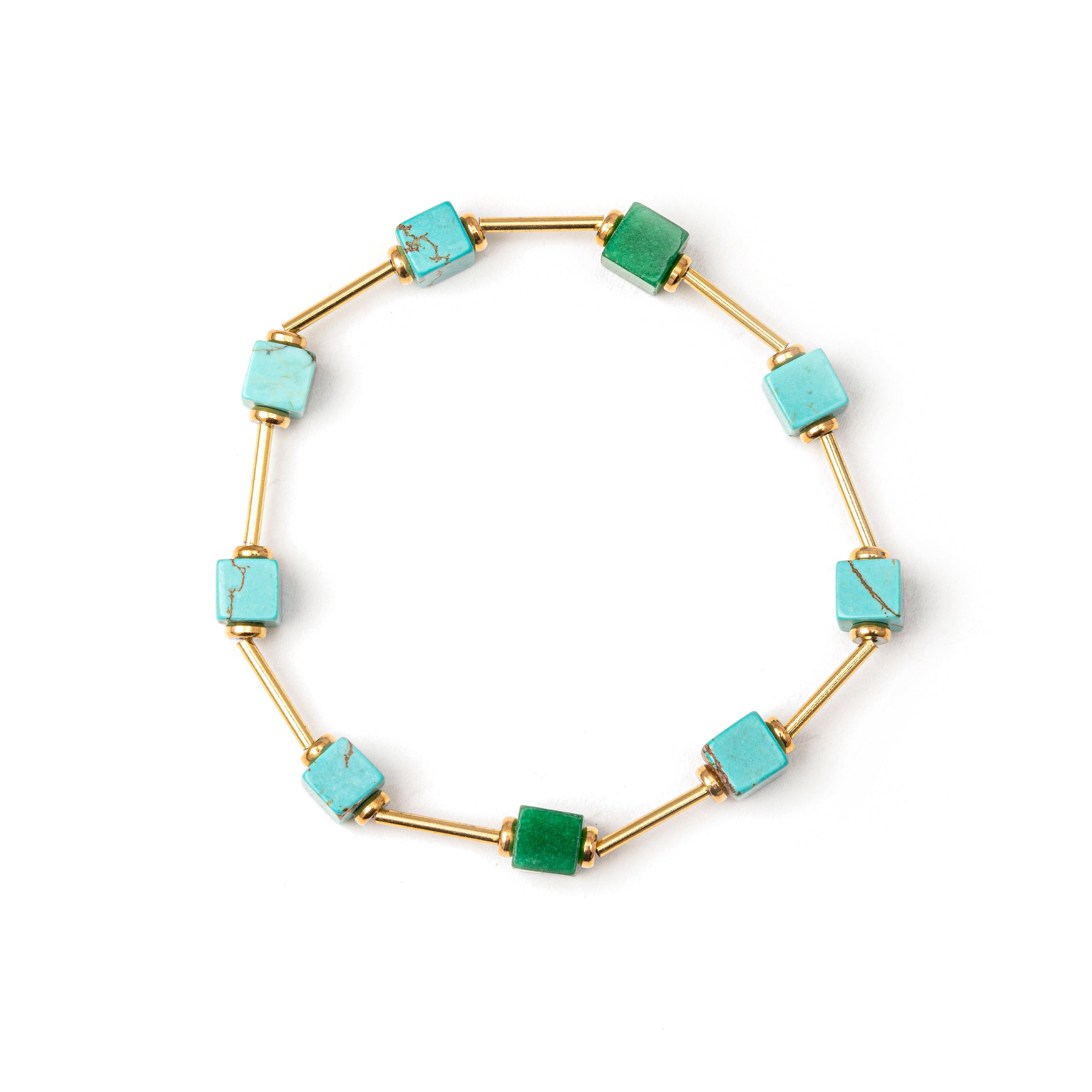 Bracciale elastico con barrette e cubetti Rio - Turchese - Sodini Bijoux