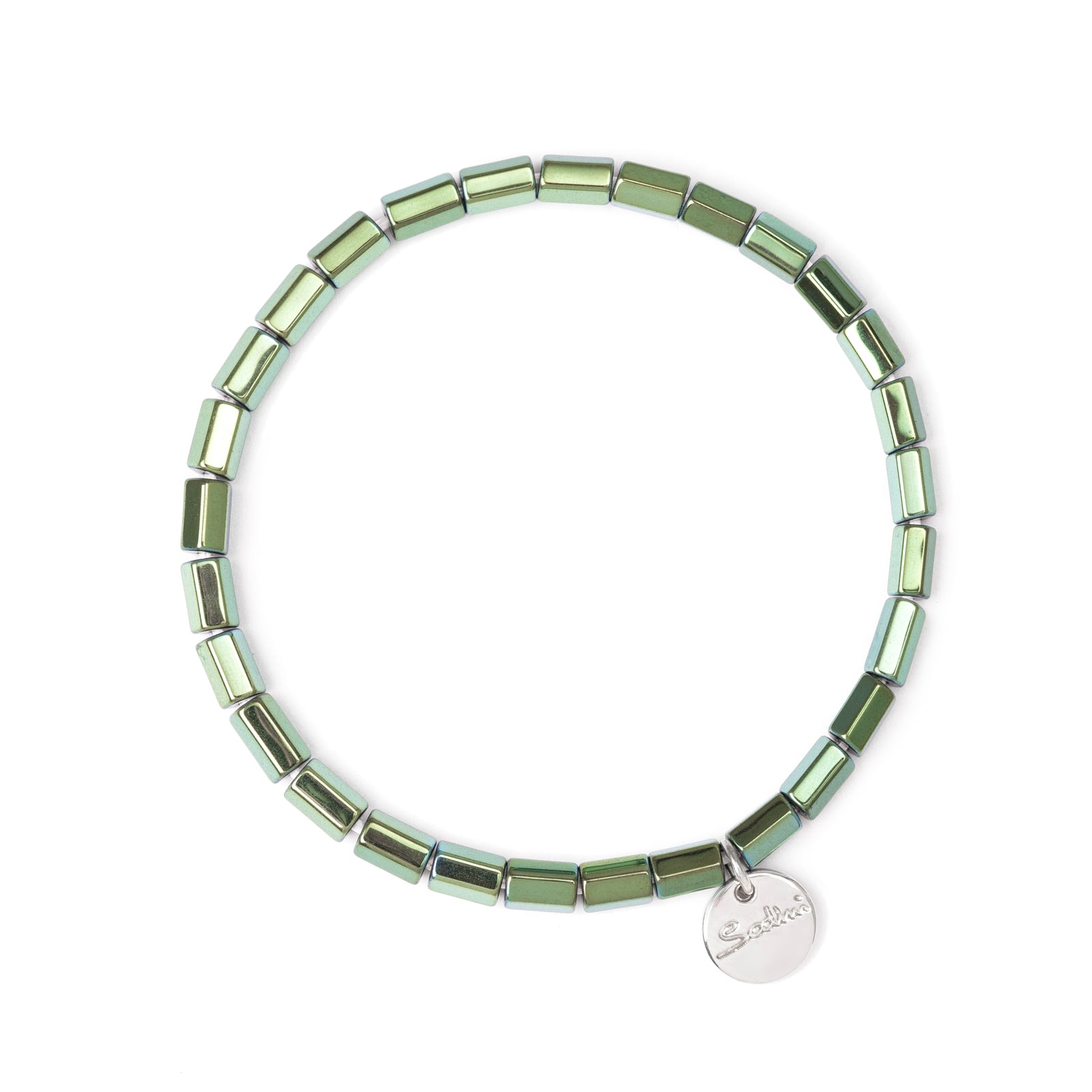 Bracciale elastico con grandi cilindretti Crypto - Verde - Sodini Bijoux