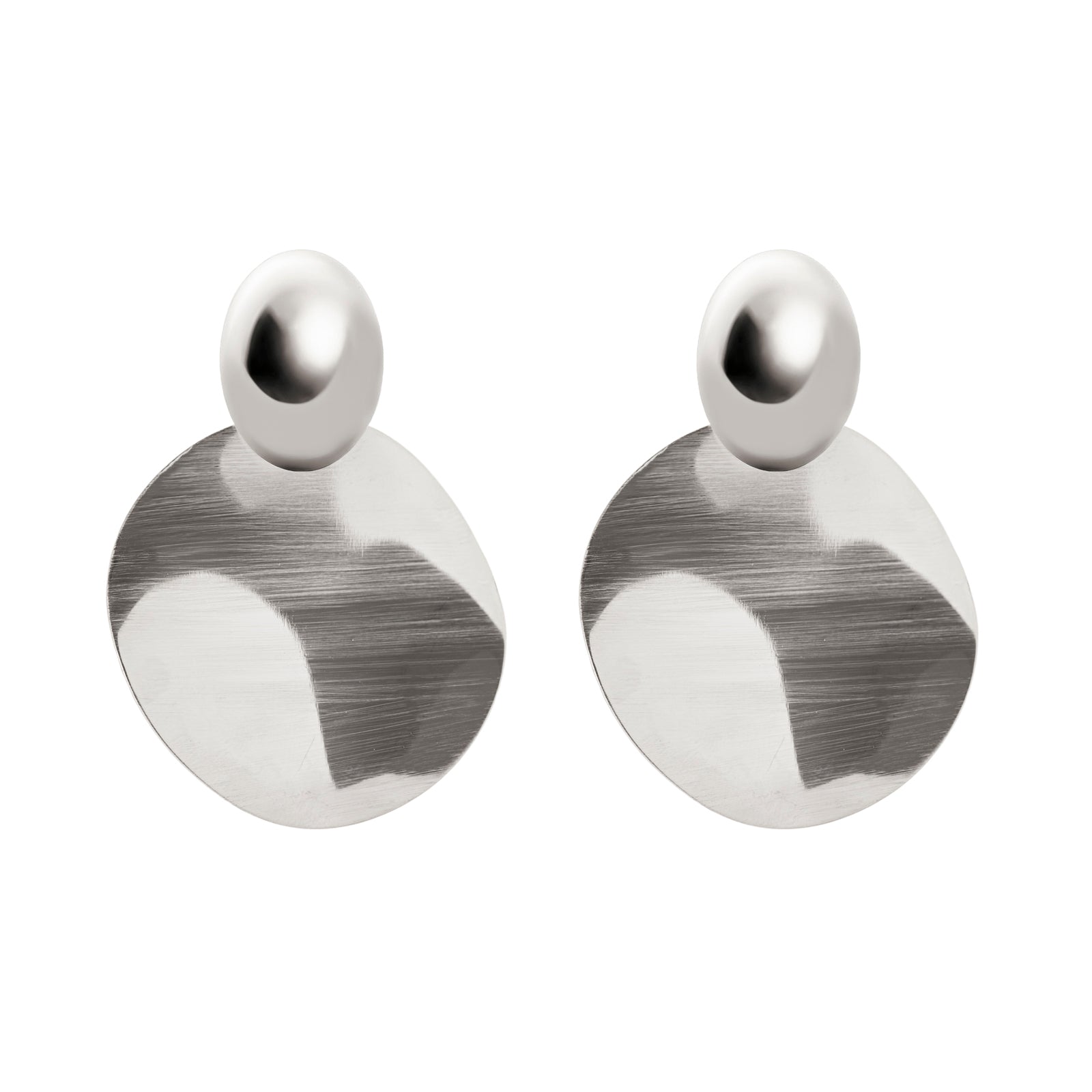 Domus Oval Disc Earrings - Silver - Sodini Bijoux