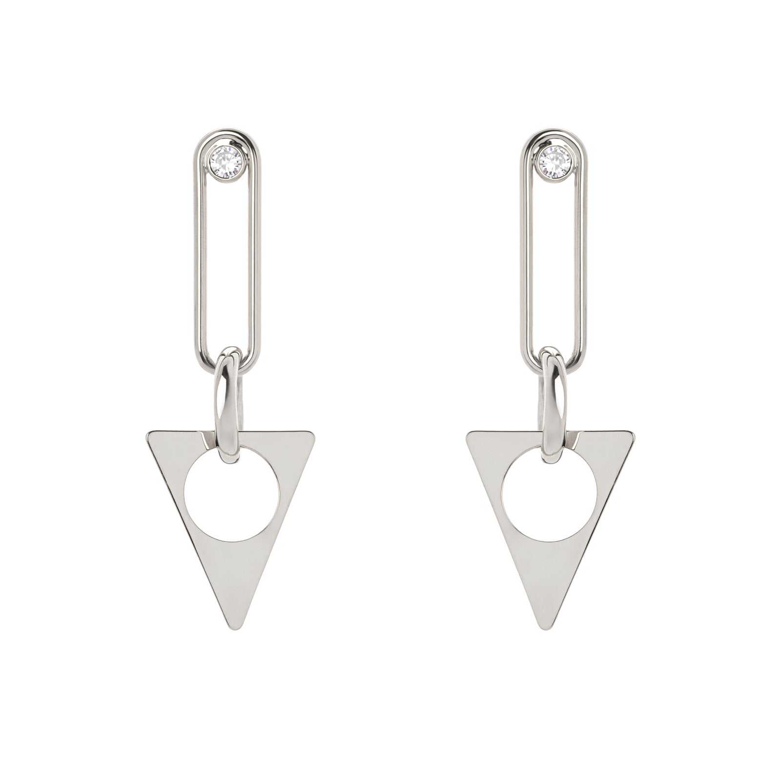 Domus Triangle Zirconia Earrings - Silver - Sodini Bijoux