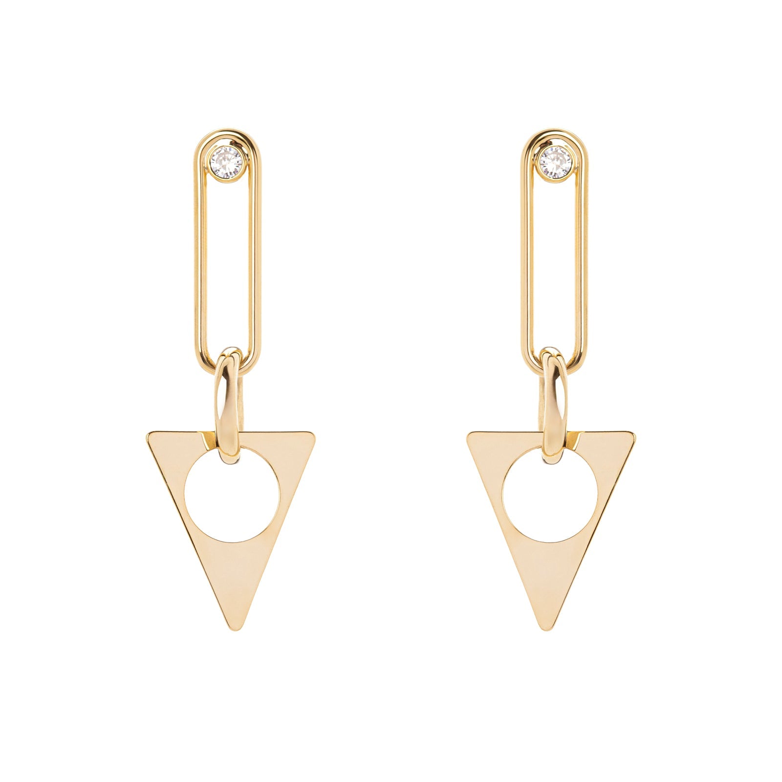 Domus Triangle Zirconia Earrings - Gold - Sodini Bijoux