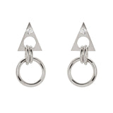 Earrings with triangle, ring and zircon Domus - Silver - Sodini Bijoux