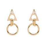 Earrings with triangle, ring and zircon Domus - Gold - Sodini Bijoux