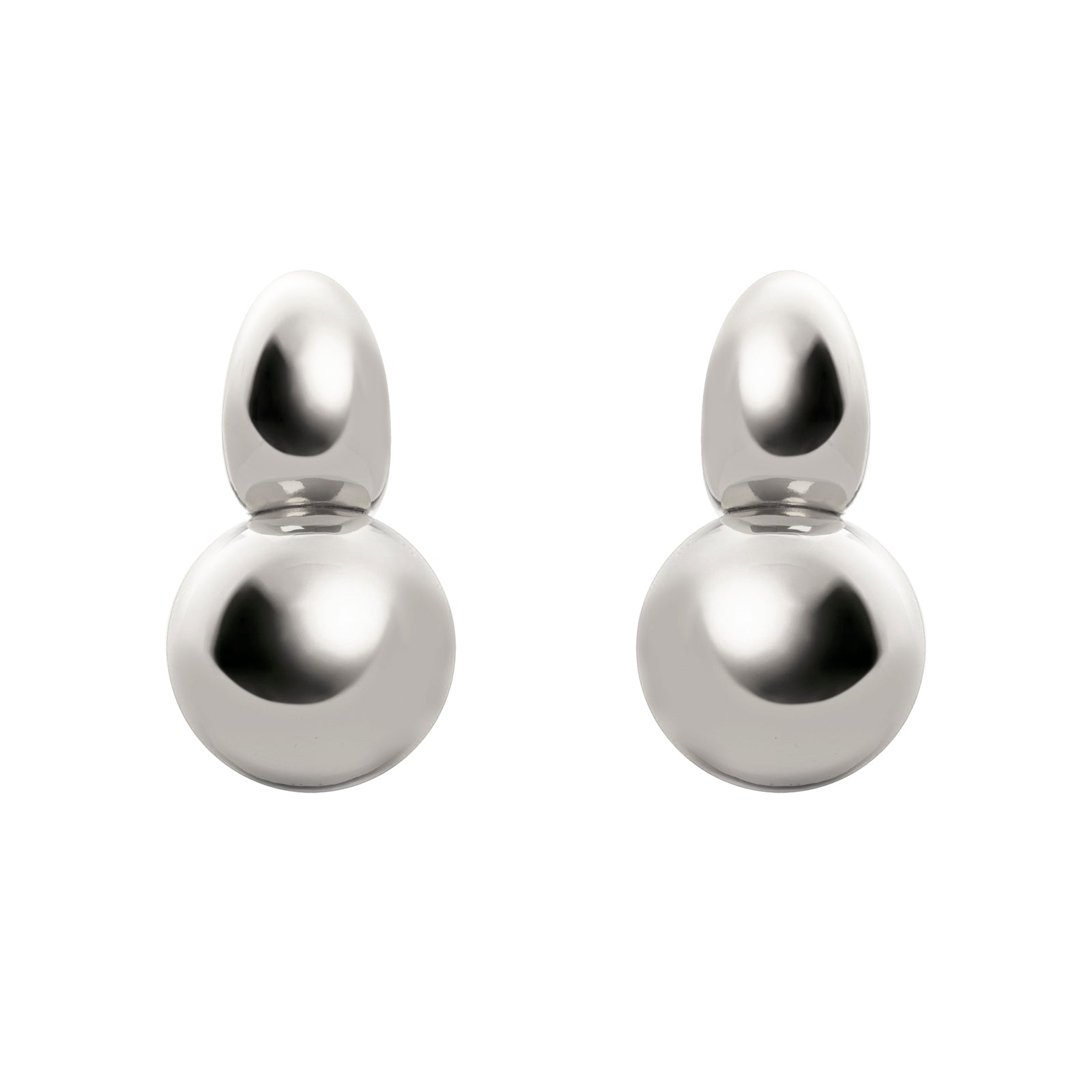 Earrings with boule and oval element Domus - Silver - Sodini Bijoux