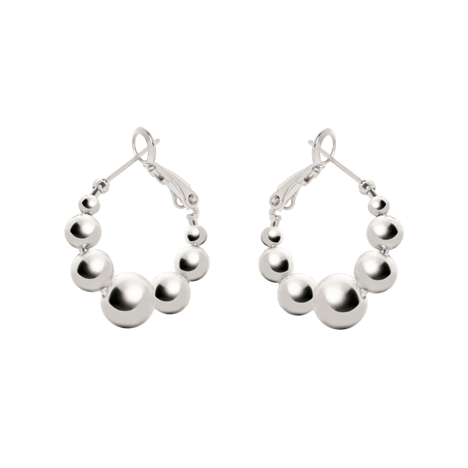 Small Domus degradè boule hoop earrings - Silver - Sodini Bijoux