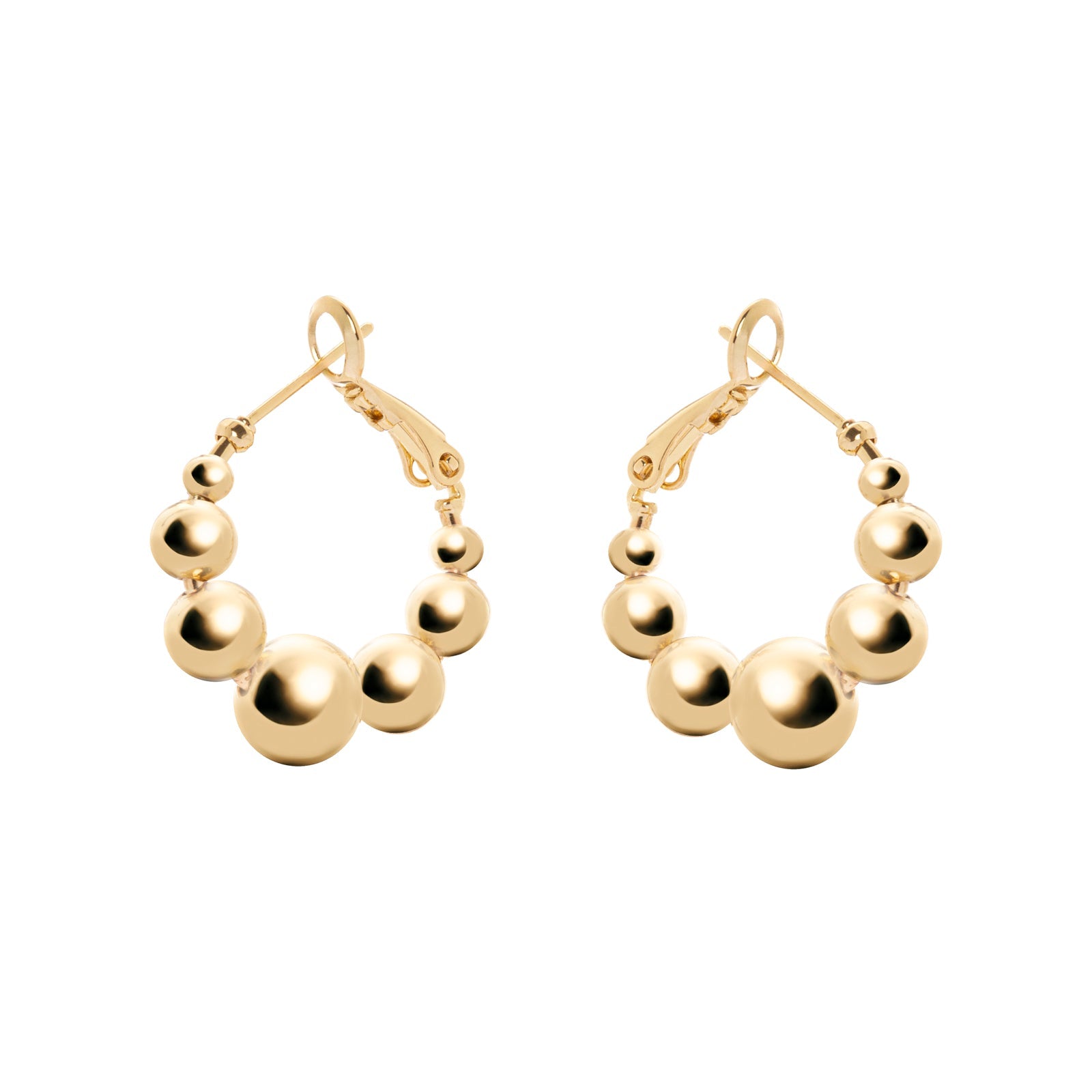 Small Domus degradè boule hoop earrings - Gold - Sodini Bijoux