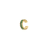 Small hoop earrings with row of zirconias Rania - Green - Sodini Bijoux