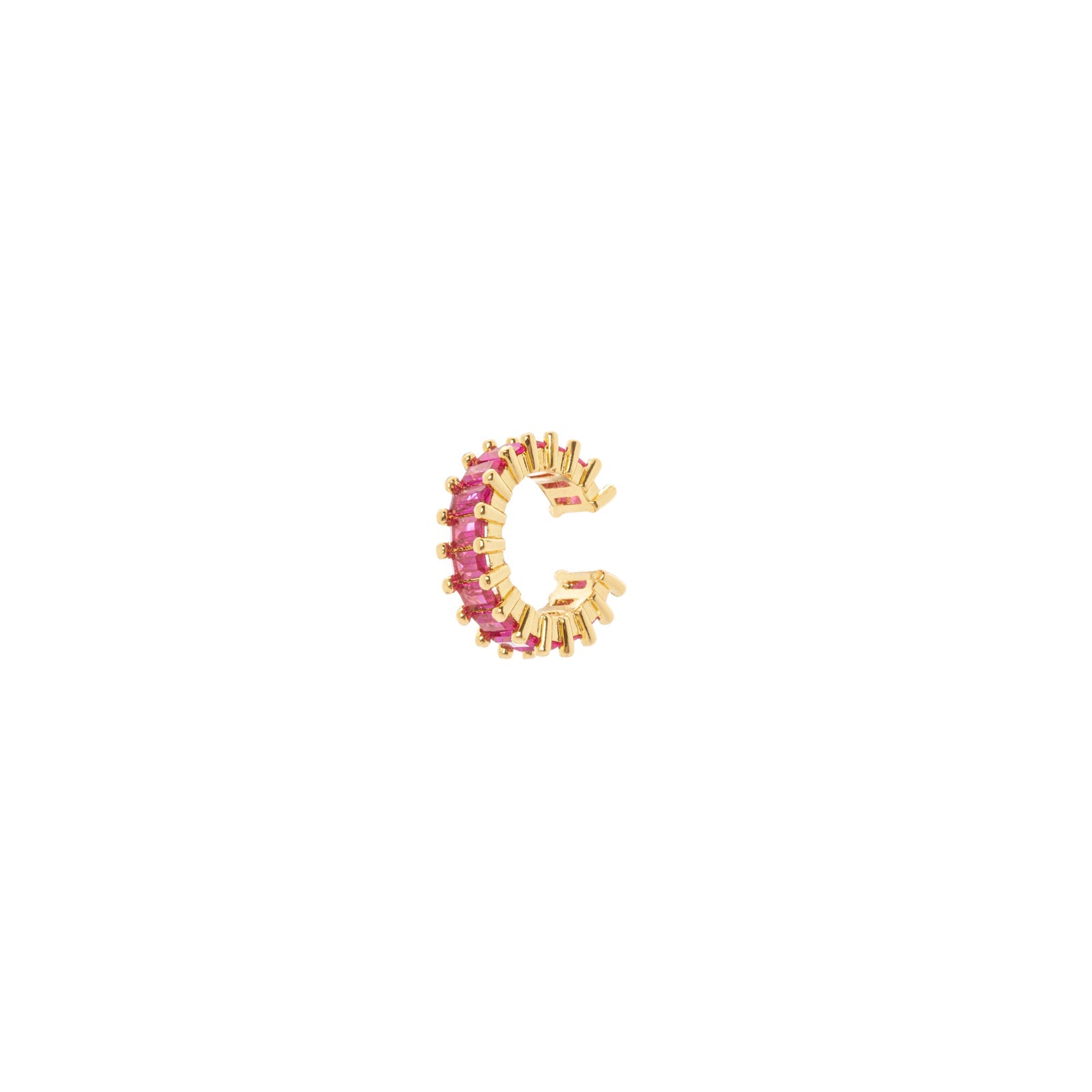 Small hoop earrings with row of zirconias Rania - Red - Sodini Bijoux