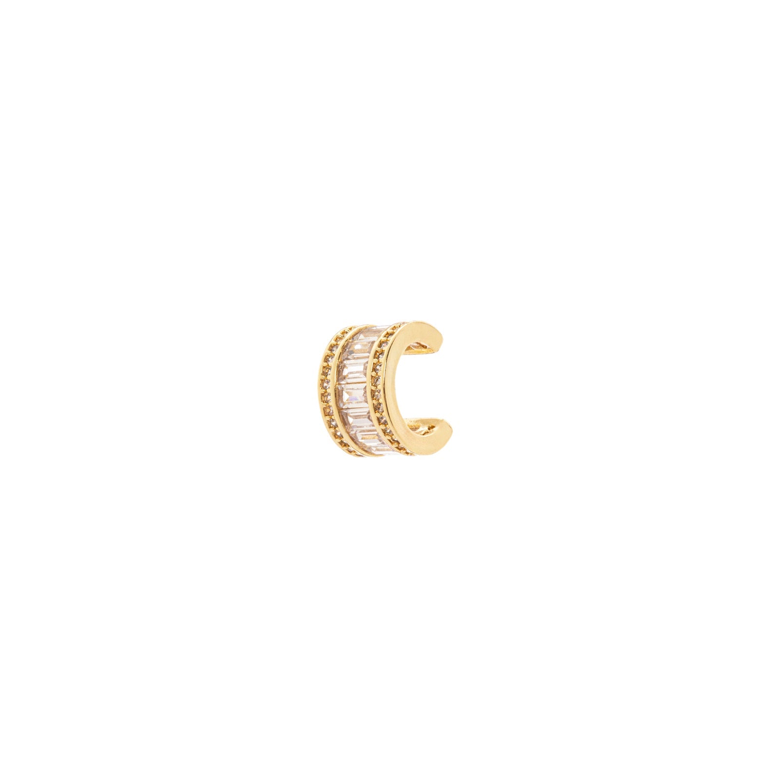 Small hoop earrings with geometrical zirconias Rania - Gold - Sodini Bijoux