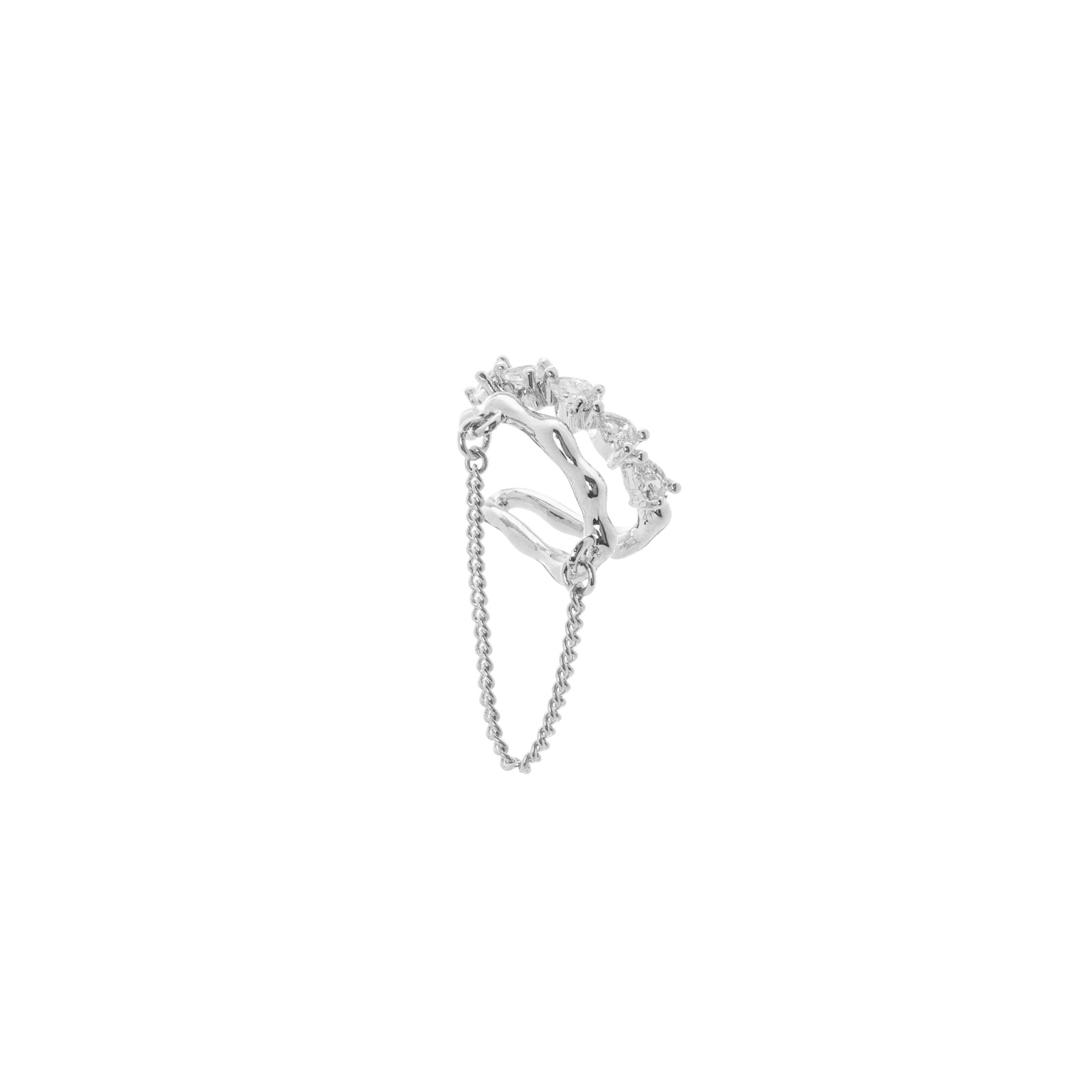 Orecchino Ear cuff al lobo con catenella Rania - Argento - Sodini Bijoux