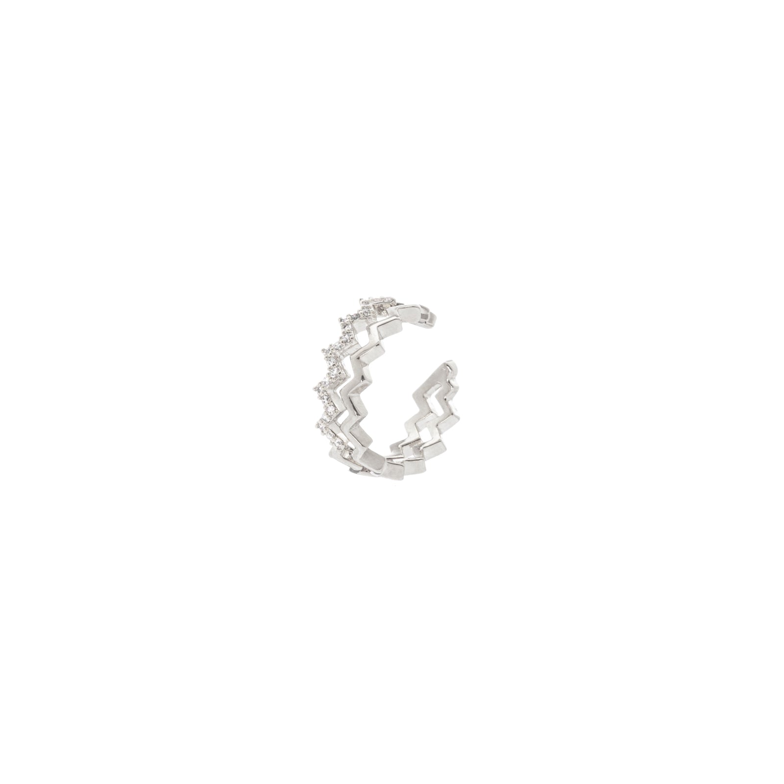 Orecchino Ear cuff  mini cerchio a due linee scalari Rania - Argento - Sodini Bijoux