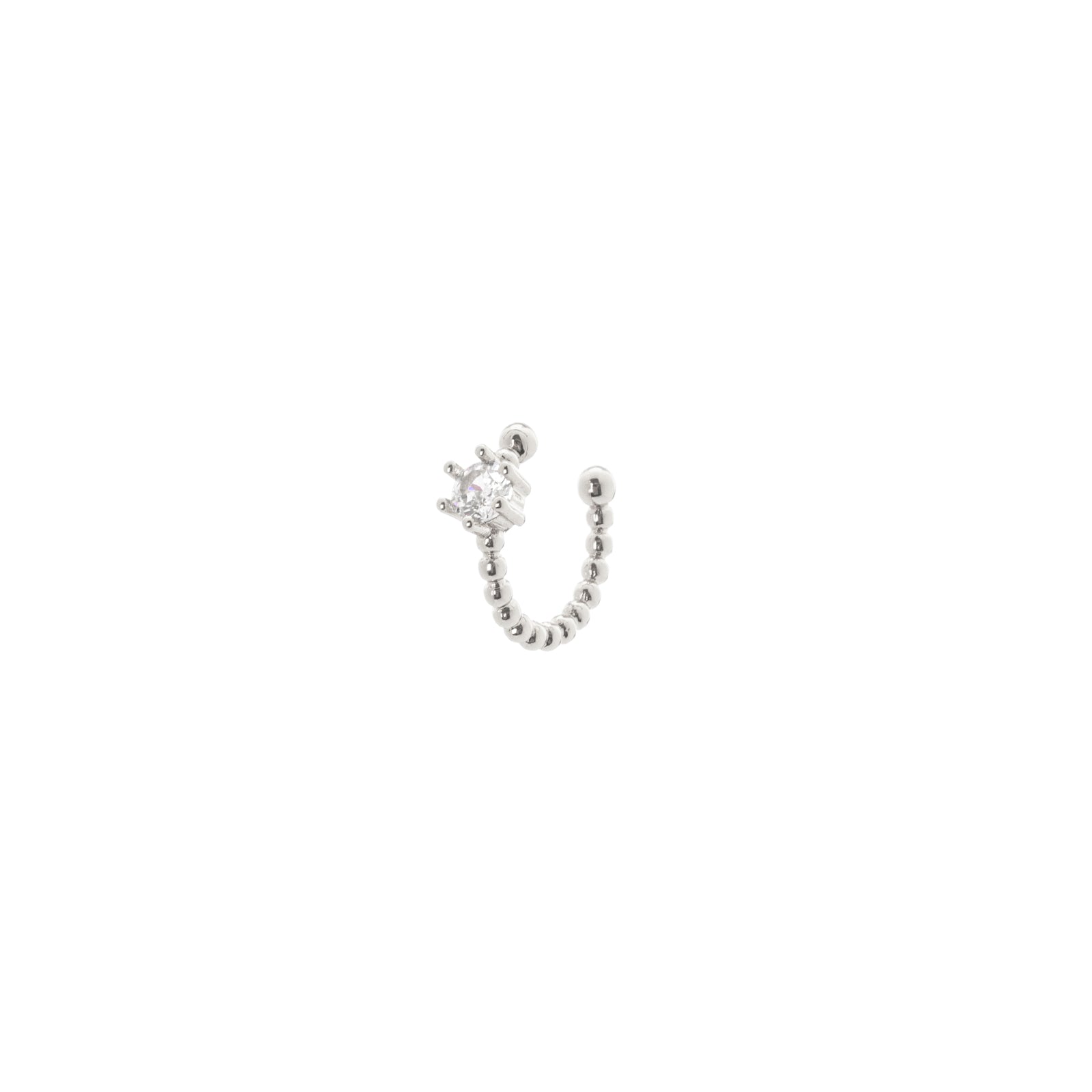 Small hoop earrings with boules Rania - Silver - Sodini Bijoux