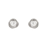 Pearl and intertwined rings earrings Rania - Silver - Sodini Bijoux