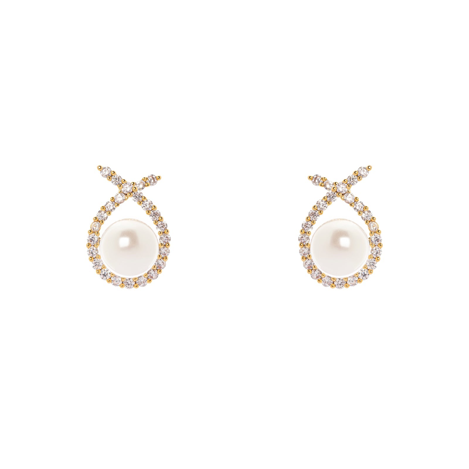 Cross thread earrings Rania - White - Sodini Bijoux