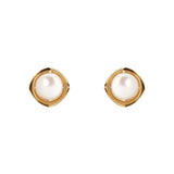 Pearl and rhomboid frame earrings Rania - White - Sodini Bijoux