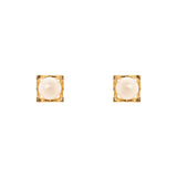 Pearl and square frame earrings Rania - White - Sodini Bijoux