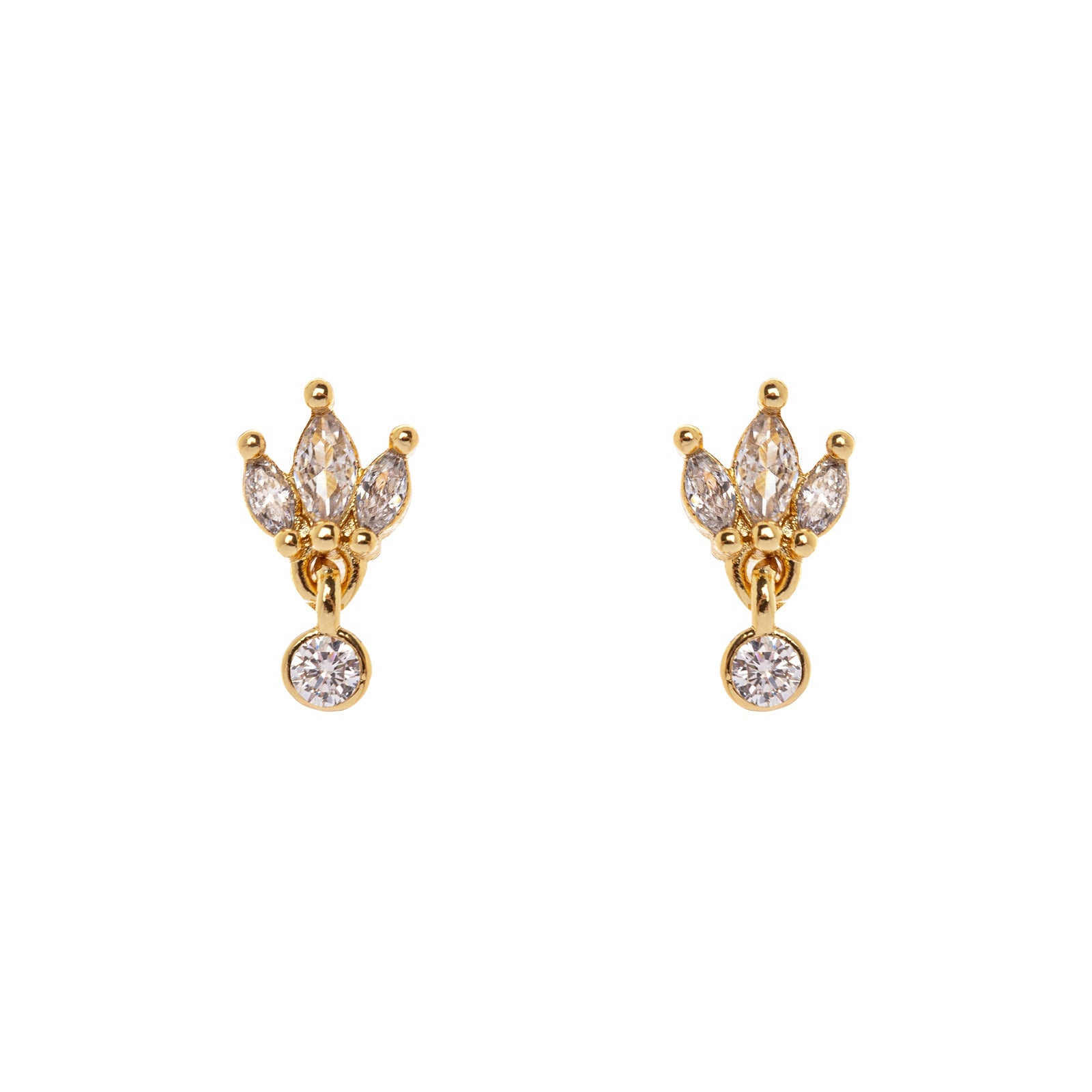 Navette and pendant earrings Rania - White - Sodini Bijoux