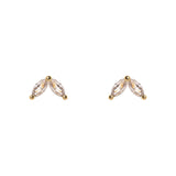 Two navettes mini earrings Rania - White - Sodini Bijoux