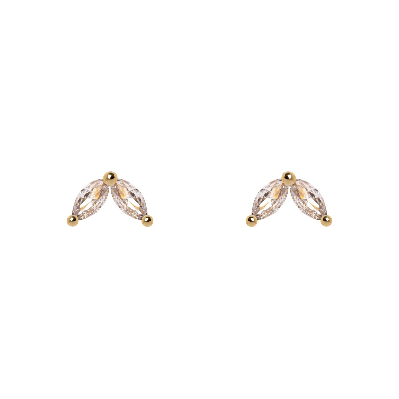 Two navettes mini earrings Rania - White - Sodini Bijoux