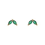 Two navettes mini earrings Rania - Green - Sodini Bijoux