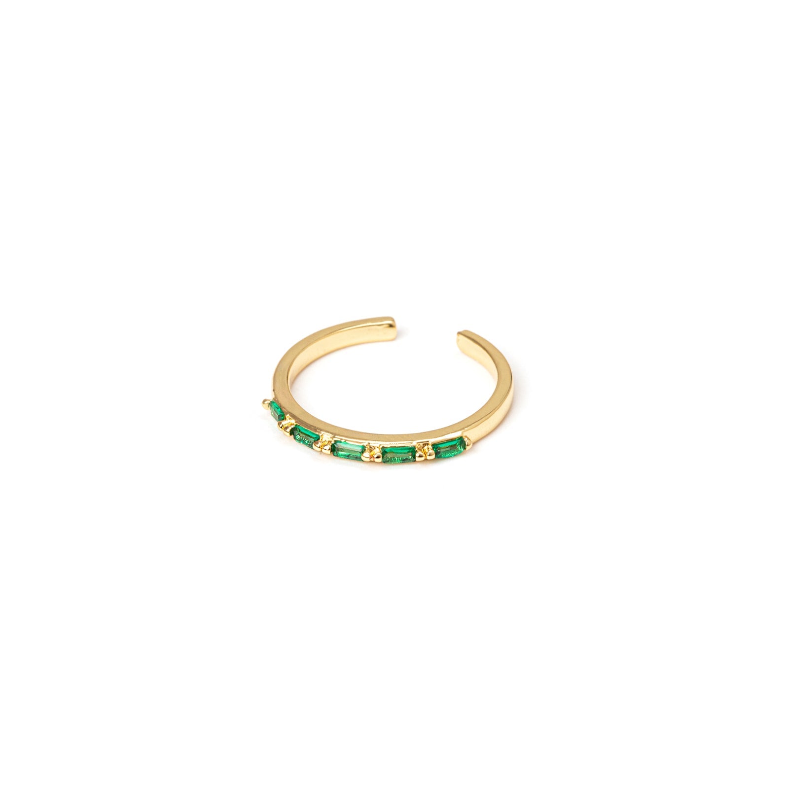 Ring double thread and geometrical zirconias Rania - Green - Sodini Bijoux