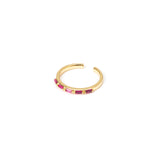 Ring double thread and geometrical zirconias Rania - Red - Sodini Bijoux