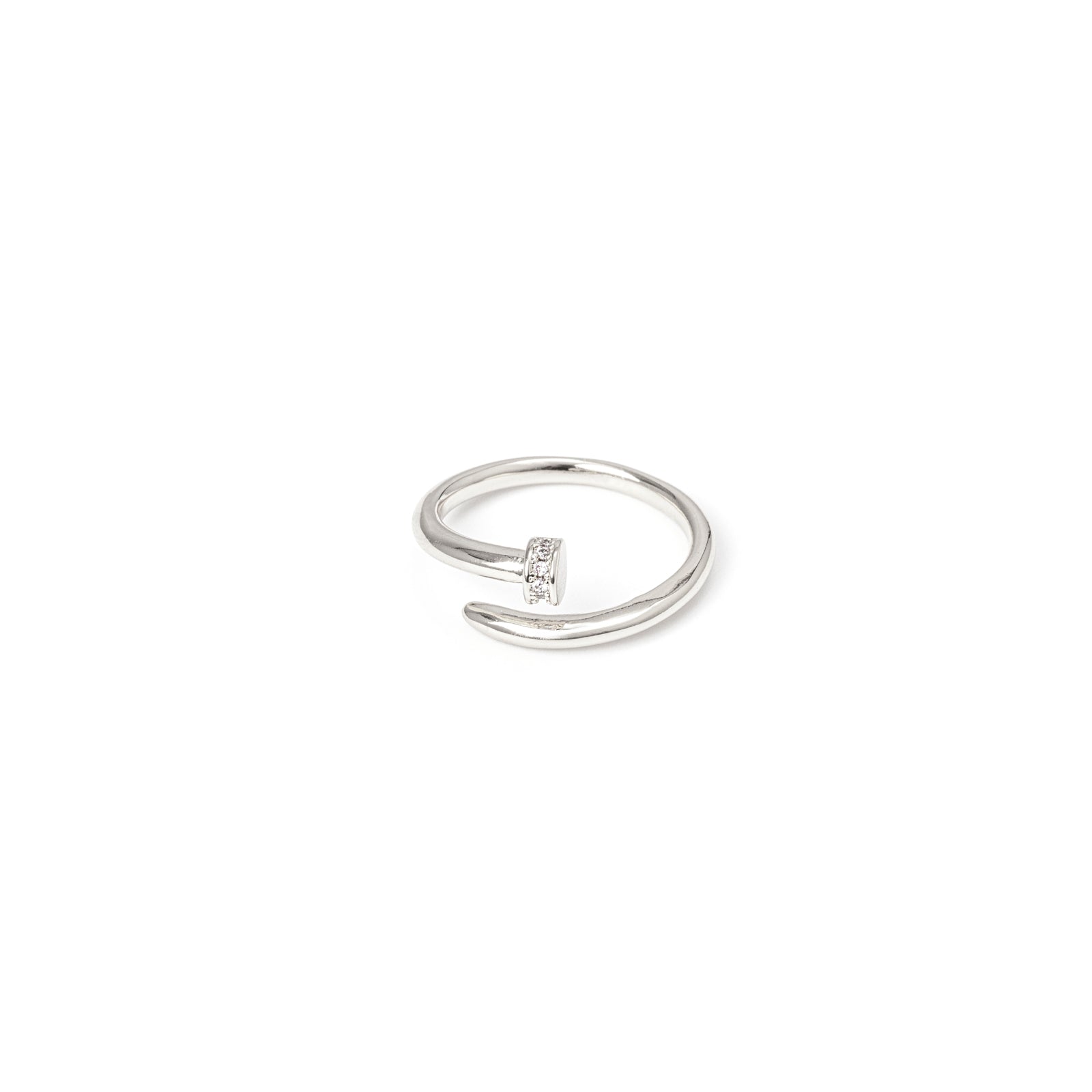 Ring with threadlike band and little block Rania - Silver - Sodini Bijoux