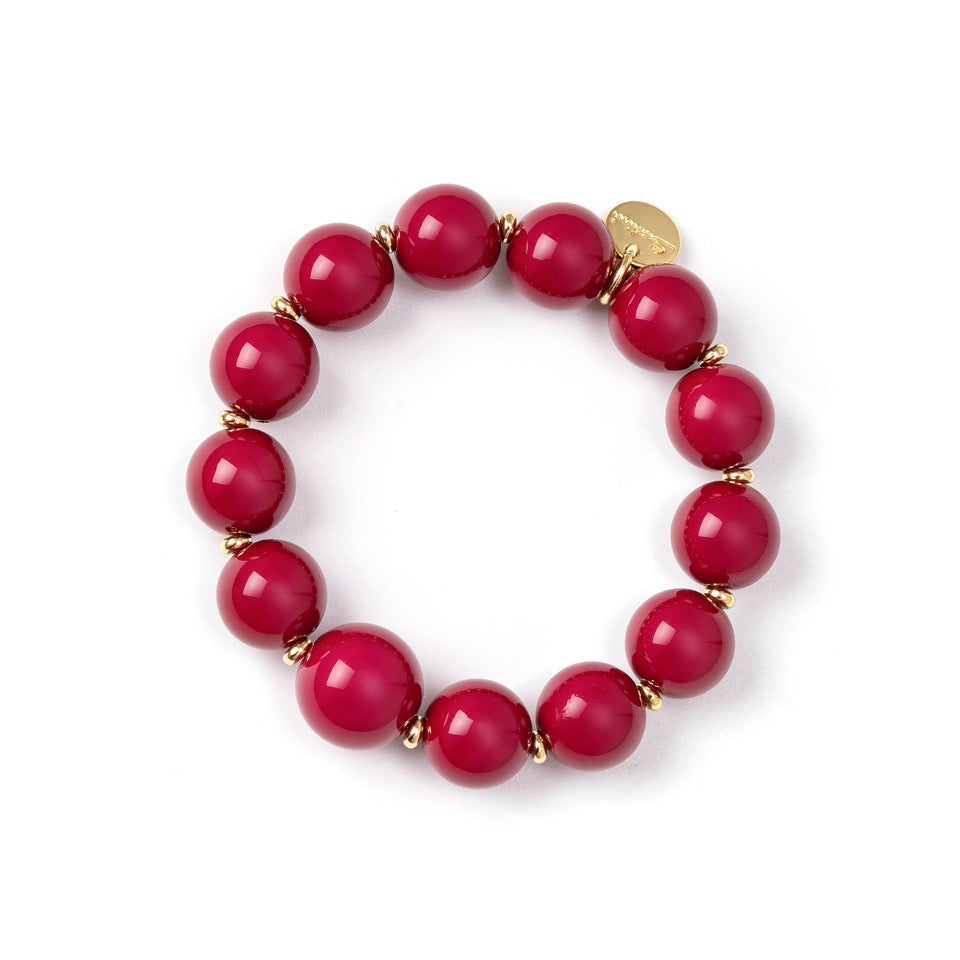 Bracciale elastico a grandi boule Tribeca - Rosso - Sodini Bijoux